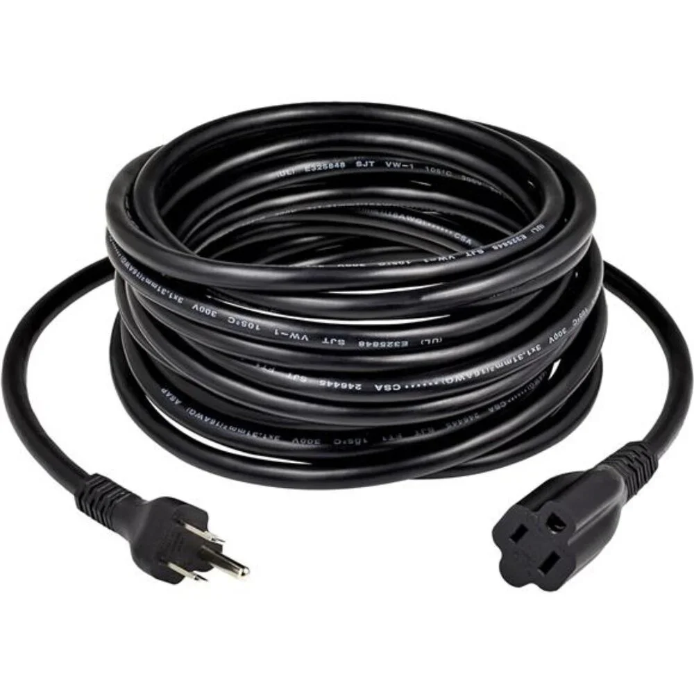 Power Extension Cord, 25 Feet, 13 Amps, 125V, Black